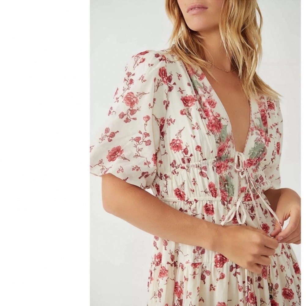 Free People Lysette Midi Dress in Tea Combo Size XS Bohemian Gypsy Indian Cotton - Picture 7 of 11